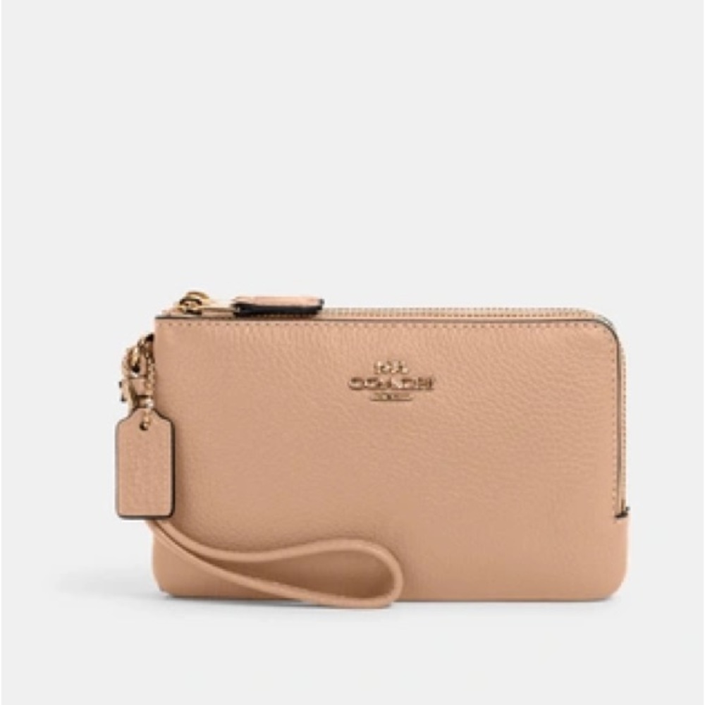 COACH
Double Corner Zip Wristlet In Beige
